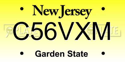 C56VXM New Jersey License Plate