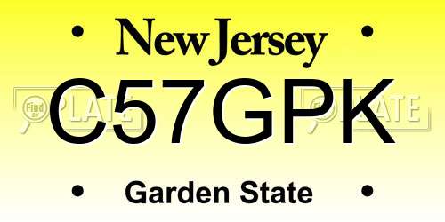 C57GPK New Jersey License Plate