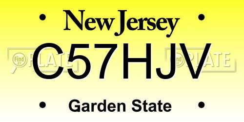 C57HJV New Jersey License Plate