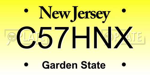 C57HNX New Jersey License Plate