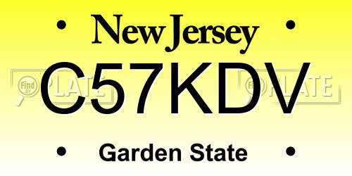 C57KDV New Jersey License Plate