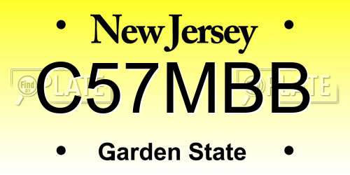C57MBB New Jersey License Plate