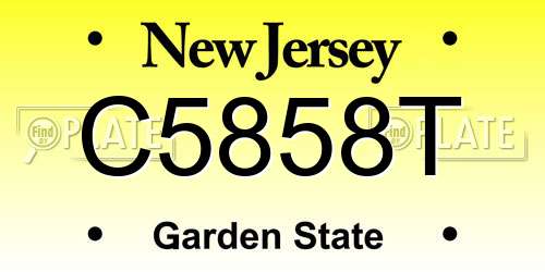 C5858T New Jersey License Plate