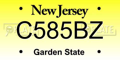 C585BZ New Jersey License Plate
