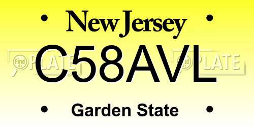 C58AVL New Jersey License Plate
