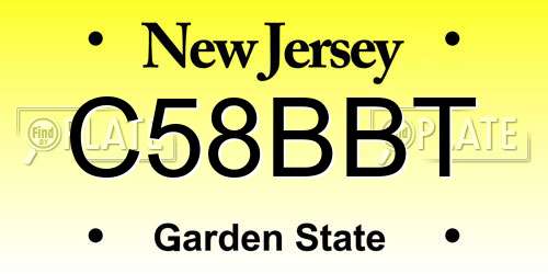 C58BBT New Jersey License Plate