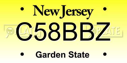 C58BBZ New Jersey License Plate