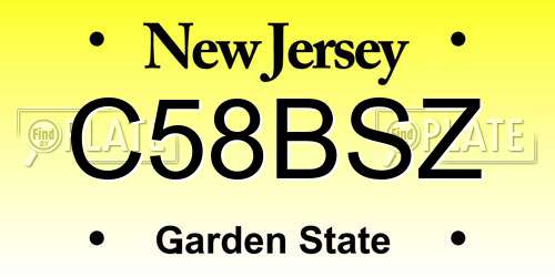 C58BSZ New Jersey License Plate