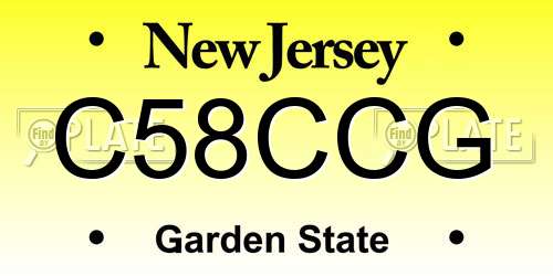 C58CCG New Jersey License Plate