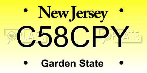 C58CPY New Jersey License Plate