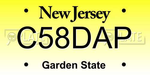 C58DAP New Jersey License Plate