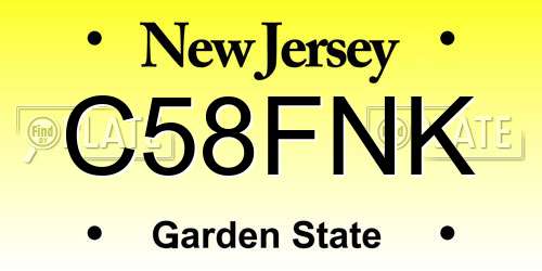 C58FNK New Jersey License Plate