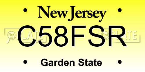 C58FSR New Jersey License Plate