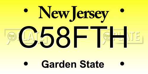 C58FTH New Jersey License Plate