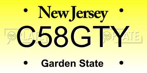 C58GTY New Jersey License Plate
