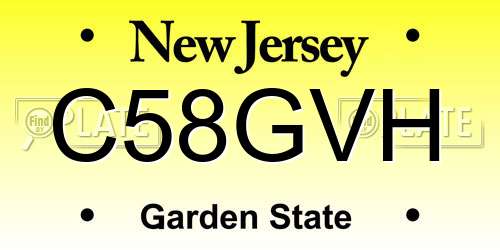C58GVH New Jersey License Plate