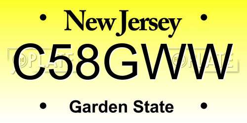 C58GWW New Jersey License Plate
