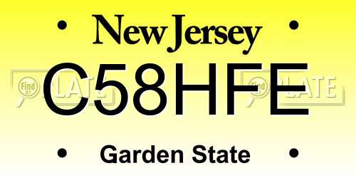 C58HFE New Jersey License Plate