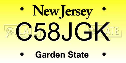 C58JGK New Jersey License Plate