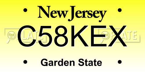 C58KEX New Jersey License Plate