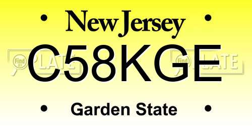 C58KGE New Jersey License Plate