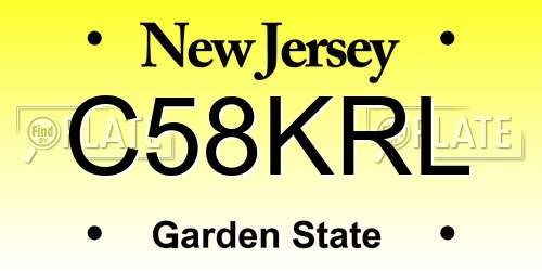 C58KRL New Jersey License Plate