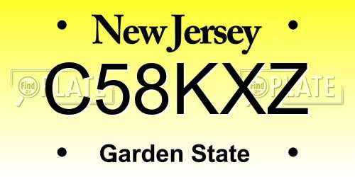 C58KXZ New Jersey License Plate