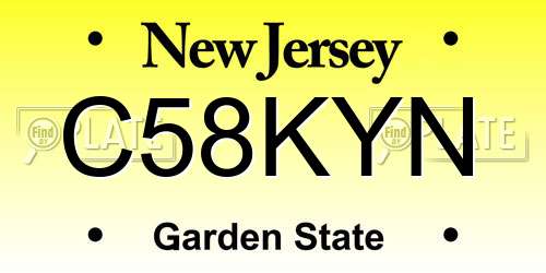 C58KYN New Jersey License Plate