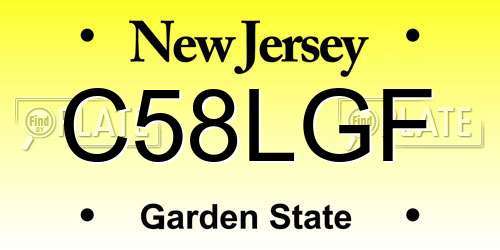 C58LGF New Jersey License Plate