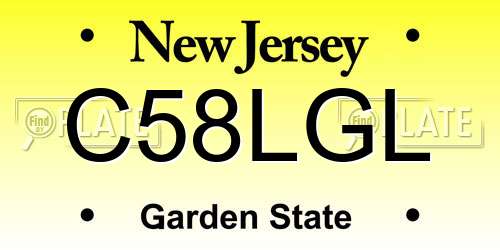 C58LGL New Jersey License Plate