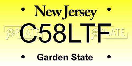 C58LTF New Jersey License Plate