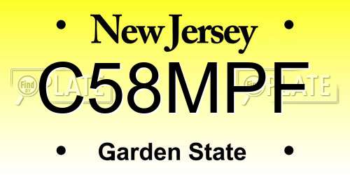 C58MPF New Jersey License Plate