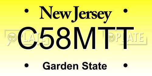 C58MTT New Jersey License Plate
