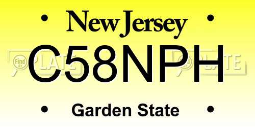 C58NPH New Jersey License Plate