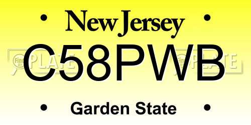 C58PWB New Jersey License Plate