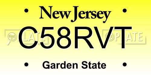 C58RVT New Jersey License Plate