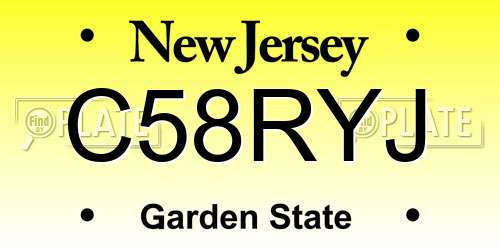 C58RYJ New Jersey License Plate