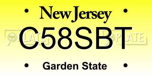 C58SBT New Jersey License Plate