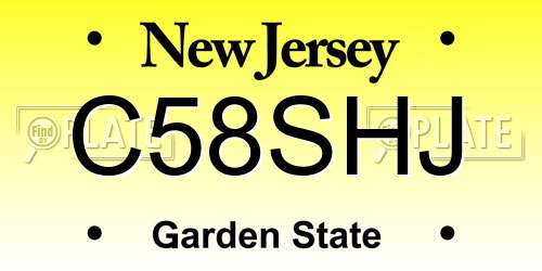 C58SHJ New Jersey License Plate