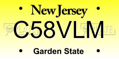 C58VLM New Jersey License Plate