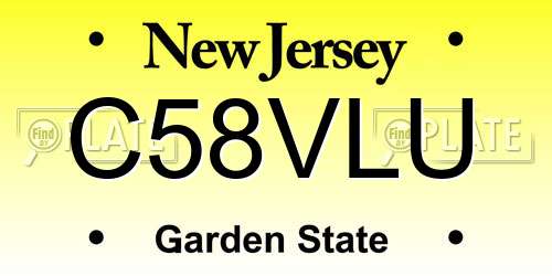 C58VLU New Jersey License Plate