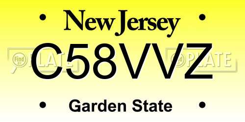C58VVZ New Jersey License Plate