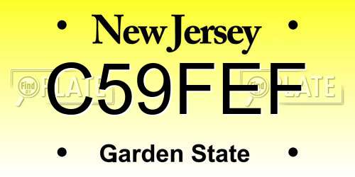 C59FEF New Jersey License Plate