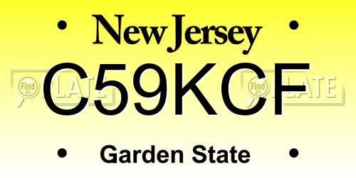 C59KCF New Jersey License Plate