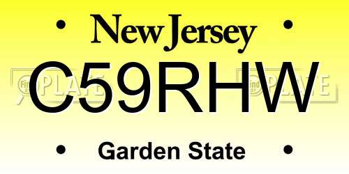 C59RHW New Jersey License Plate