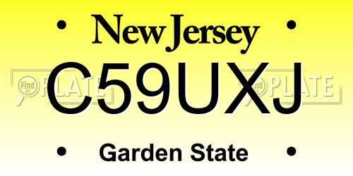 C59UXJ New Jersey License Plate