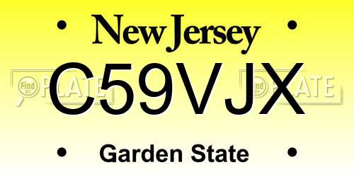 C59VJX New Jersey License Plate