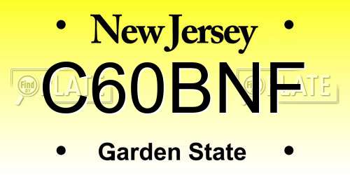 C60BNF New Jersey License Plate