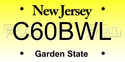 C60BWL New Jersey License Plate