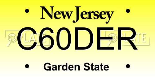 C60DER New Jersey License Plate